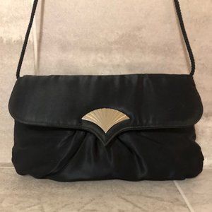 Black Satin Shoulder Bag EUC
